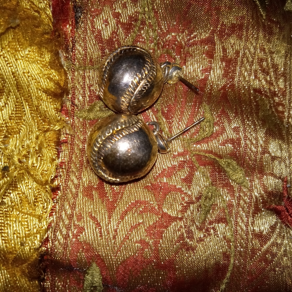 Solid silver baseball earrings